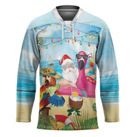 Have Yourself A Beachy Little Christmas Hockey Jersey with Santa Chilling LT7 Unisex Colorful - Polynesian Pride
