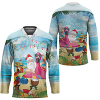 Have Yourself A Beachy Little Christmas Hockey Jersey with Santa Chilling - Polynesian Pride
