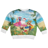 Have Yourself A Beachy Little Christmas Kid Ugly Christmas Sweater with Santa Chilling - Polynesian Pride