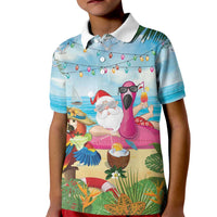 Have Yourself A Beachy Little Christmas Kid Polo Shirt with Santa Chilling - Polynesian Pride