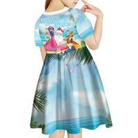 Have Yourself A Beachy Little Christmas Kid Short Sleeve Dress with Santa Chilling - Polynesian Pride