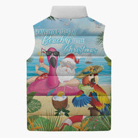 Have Yourself A Beachy Little Christmas Sleeveless Puffer Jacket with Santa Chilling - Polynesian Pride
