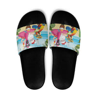 Have Yourself A Beachy Little Christmas Slide Sandals with Santa Chilling - Polynesian Pride