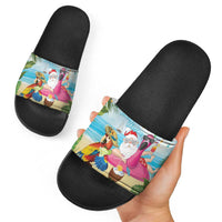 Have Yourself A Beachy Little Christmas Slide Sandals with Santa Chilling - Polynesian Pride