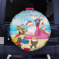 Have Yourself A Beachy Little Christmas Spare Tire Cover with Santa Chilling LT7 No hole Colorful - Polynesian Pride