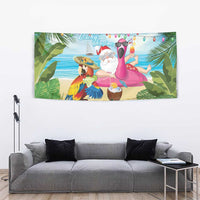 Have Yourself A Beachy Little Christmas Tapestry with Santa Chilling - Polynesian Pride