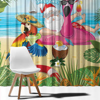 Have Yourself A Beachy Little Christmas Window Curtain with Santa Chilling - Polynesian Pride