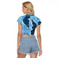 Bula Fiji Tapa Mix Christmas Raglan Cropped T Shirt Vintage Style LT7 - Polynesian Pride