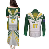 Cook Islands Rugby Custom Couples Matching Puletasi and Long Sleeve Button Shirt Kuki's Aitu Champions - Polynesian Pride