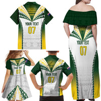 Cook Islands Rugby Custom Family Matching Off Shoulder Maxi Dress and Hawaiian Shirt Kuki's Aitu Champions LT7 - Polynesian Pride