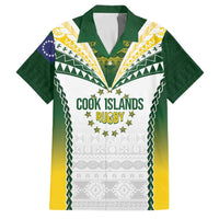Cook Islands Rugby Custom Family Matching Off Shoulder Short Dress and Hawaiian Shirt Kuki's Aitu Champions - Polynesian Pride