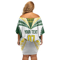 Cook Islands Rugby Custom Family Matching Off Shoulder Short Dress and Hawaiian Shirt Kuki's Aitu Champions - Polynesian Pride