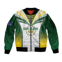 Cook Islands Rugby Custom Sleeve Zip Bomber Jacket Kuki's Aitu Champions - Polynesian Pride
