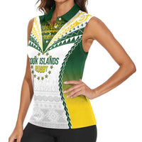 Cook Islands Rugby Custom Women Sleeveless Polo Shirt Kuki's Aitu Champions - Polynesian Pride