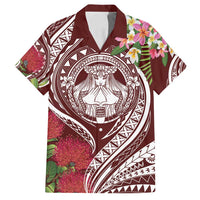 Aloha Hawaii Big Island Family Matching Long Sleeve Bodycon Dress and Hawaiian Shirt Ohia Lehua Wahine LT7 Dad's Shirt - Short Sleeve Red - Polynesian Pride