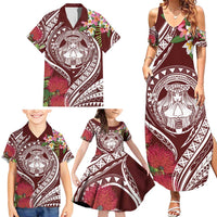 Aloha Hawaii Big Island Family Matching Summer Maxi Dress and Hawaiian Shirt Ohia Lehua Wahine