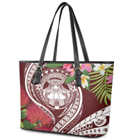 Aloha Hawaii Big Island Leather Tote Bag Ohia Lehua Wahine LT7 - Polynesian Pride