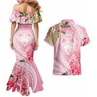 Aloha Hawaii Maui Couples Matching Mermaid Dress and Hawaiian Shirt Goddess Lokelani Rose