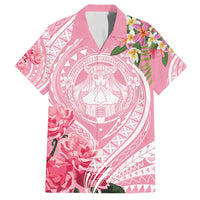 Aloha Hawaii Maui Family Matching Long Sleeve Bodycon Dress and Hawaiian Shirt Goddess Lokelani Rose LT7 Dad's Shirt - Short Sleeve Pink - Polynesian Pride