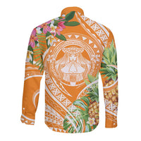 Aloha Hawaii Lanai Long Sleeve Button Shirt Frangipani Mix Pineapple