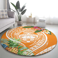 Aloha Hawaii Lanai Round Carpet Frangipani Mix Pineapple LT7 - Polynesian Pride