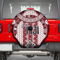Bula Fiji Vintage Spare Tire Cover Scarlet Masi Motifs LT7 - Polynesian Pride