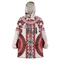 Bula Fiji Vintage Wearable Blanket Hoodie Scarlet Masi Motifs