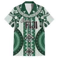 Bula Fiji Vintage Family Matching Tank Maxi Dress and Hawaiian Shirt Phthalo Green Masi Motifs