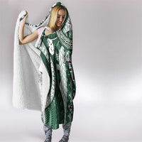Bula Fiji Vintage Hooded Blanket Phthalo Green Masi Motifs