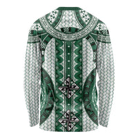Bula Fiji Vintage Long Sleeve Shirt Phthalo Green Masi Motifs