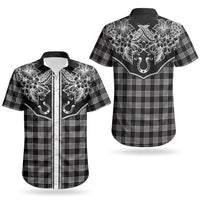 Hawai'i Paniolo Motif Black Couples Matching Mermaid Dress and Hawaiian Shirt Floral Palaka Print LT7 - Polynesian Pride