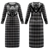 Hawai'i Paniolo Motif Black Family Matching Long Sleeve Bodycon Dress and Hawaiian Shirt Floral Palaka Print LT7 Mom's Dress Black - Polynesian Pride