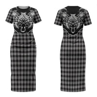 Hawai'i Paniolo Motif Black Family Matching Short Sleeve Bodycon Dress and Hawaiian Shirt Floral Palaka Print LT7 Mom's Dress Black - Polynesian Pride
