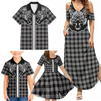 Hawai'i Paniolo Motif Black Family Matching Summer Maxi Dress and Hawaiian Shirt Floral Palaka Print LT7 - Polynesian Pride
