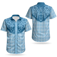 Hawai'i Paniolo Motif Deep Blue Couples Matching Summer Maxi Dress and Hawaiian Shirt Floral Palaka Print LT7 - Polynesian Pride