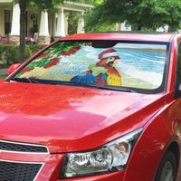 Have A Very Beach Christmas Auto Sun Shade Parrot By Lehua Flower LT7 - Polynesian Pride