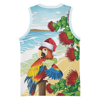 Have A Very Beach Christmas Basketball Jersey Parrot By Lehua Flower - Polynesian Pride