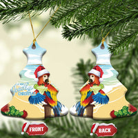 Have A Very Beach Christmas Ceramic Ornament Parrot By Lehua Flower - Polynesian Pride