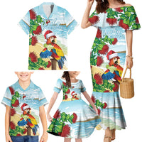 Have A Very Beach Christmas Family Matching Mermaid Dress and Hawaiian Shirt Parrot By Lehua Flower - Polynesian Pride
