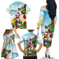 Have A Very Beach Christmas Family Matching Off The Shoulder Long Sleeve Dress and Hawaiian Shirt Parrot By Lehua Flower - Polynesian Pride