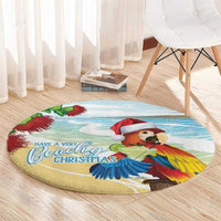 Have A Very Beach Christmas Round Carpet Parrot By Lehua Flower - Polynesian Pride