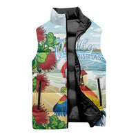 Have A Very Beach Christmas Sleeveless Puffer Jacket Parrot By Lehua Flower - Polynesian Pride