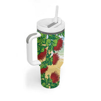Have A Very Beach Christmas Tumbler With Handle Parrot By Lehua Flower - Polynesian Pride