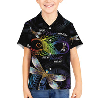 Personalised Polynesian Memorial Family Matching Tank Maxi Dress and Hawaiian Shirt Your Wings Were Ready But My Heart Was Not LT7 Son's Shirt Black - Polynesian Pride