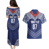 Toa Samoa Rugby Custom Couples Matching Puletasi and Hawaiian Shirt Ulafala Mix Nifo'oti - Polynesian Pride