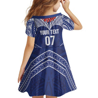 Toa Samoa Rugby Custom Kid Short Sleeve Dress Ulafala Mix Nifo'oti - Polynesian Pride