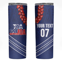 Toa Samoa Rugby Custom Skinny Tumbler Ulafala Mix Nifo'oti - Polynesian Pride
