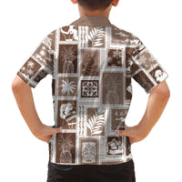 Hawaii Christmas Retro Patchwork Family Matching Puletasi Dress and Hawaiian Shirt Brown LT7 - Polynesian Pride