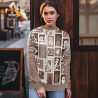 Hawaii Christmas Ugly Christmas Sweater Retro Patchwork - Brown LT7 - Polynesian Pride