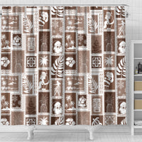 Hawaii Christmas Retro Patchwork Shower Curtain Brown LT7 - Polynesian Pride